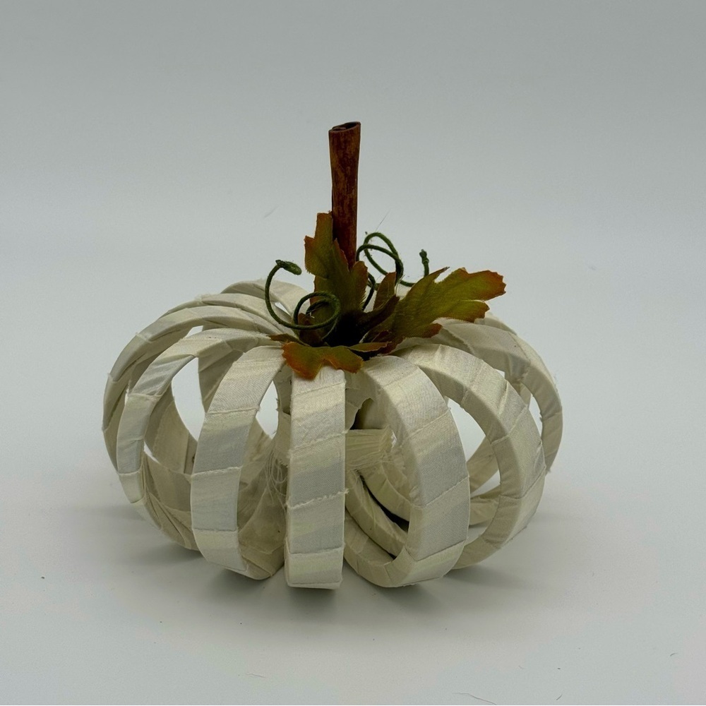 Satin Wrapped Pumpkin Decor Fall Decorations Autumn Halloween White New
